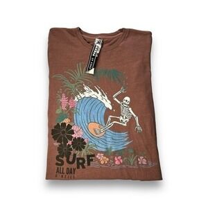 NWT O'Neill Tilly's Brown Surfer Skull Graphic Tshirt Size Medium - "Kathie"